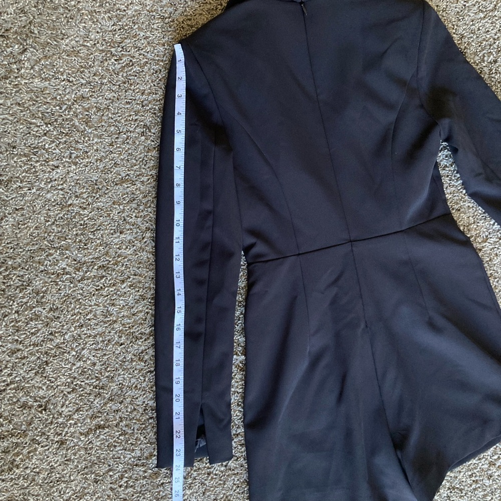 JouJou by Badgley Mischka Black Tuxedo Blazer Romper Size 0 Rhinestone Trim - Picture 12 of 16